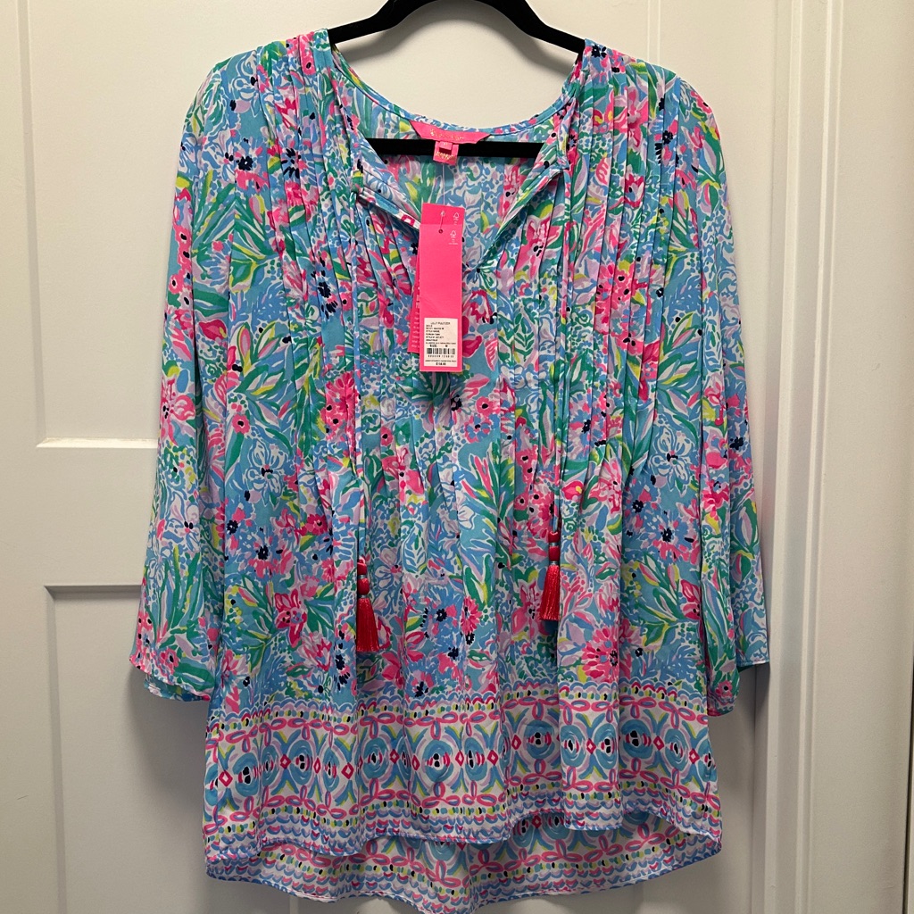 Lilly Pulitzer Marilina Tunic In Almalfi Blue Alligator Print